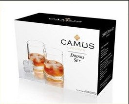 CAMUS DRINK SET 2 VERRES + MOULE GLACONS TREFLE