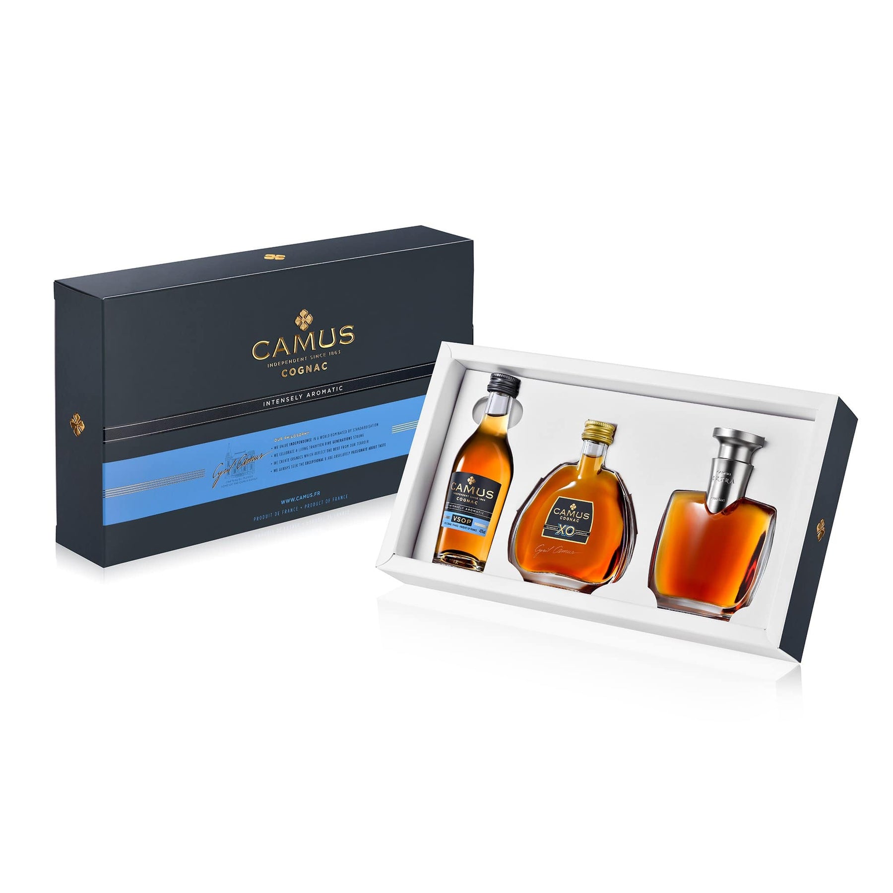 CAMUS COGNAC MINI SET COLLECTION INTENSELY AROMATIC (VSOP - XO - EXTRA)  (40%)